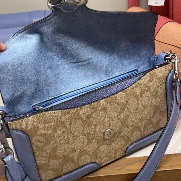 Coach Georgie Shoulder Bag In Signature Canvas Light Khaki / Marble Blue - Picture 8 of 16